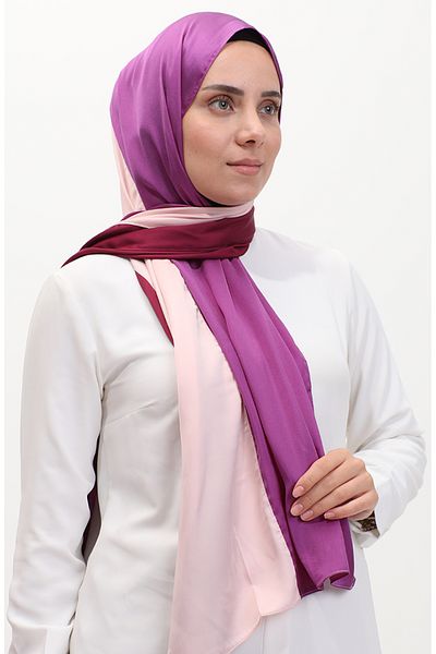 sefamerve Şal Tricolor Karaca 81049-02 - Fuchsia, Mov pudră, Karaca