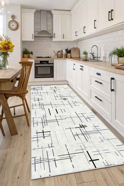 Evimle Makinede yıkanabilir kaymaz taban leke tutmaz mutfak halısı salon halı...