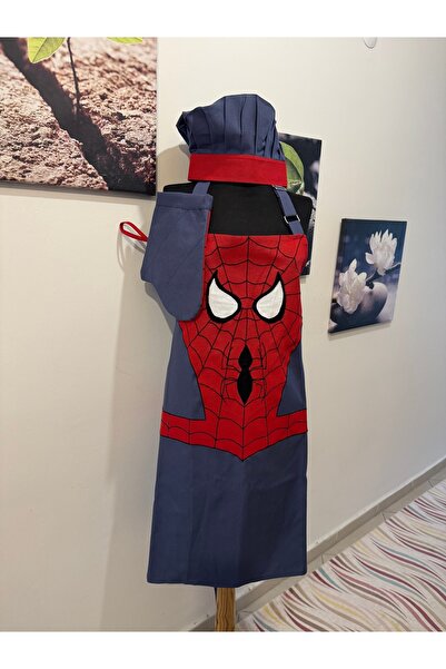 Sosyal Terzi Örümcek Adam (Spiderman) Tasarımlı Mutfak Önlüğü Seti