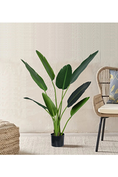 DRAMA HOME شجرة موز صناعية للزينة في أصيص أخضر/أسود 120سم