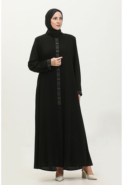 sefamerve Hande Plus Size Ferace 3012-01 Μαύρο