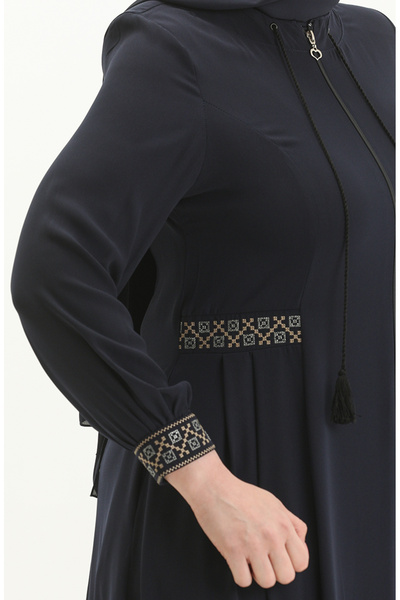 sefamerve Темно-синя вишивка на великому розмірі фераці 5047-02