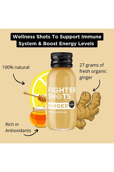 Fighter Shots Ginger Shots (12x60ml) | Cold Pressed | 100% Natural