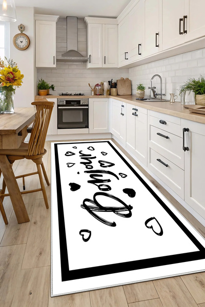 Evimle Makinede yıkanabilir kaymaz taban leke tutmaz mutfak halısı salon halı...