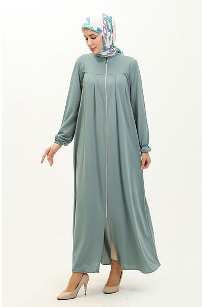 sefamerve Mint Green Robe Ferace με φερμουάρ - 0702-09