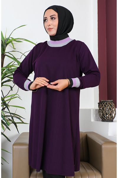 sefamerve Tunica cu nervuri Plum Plus Size - 2030-01
