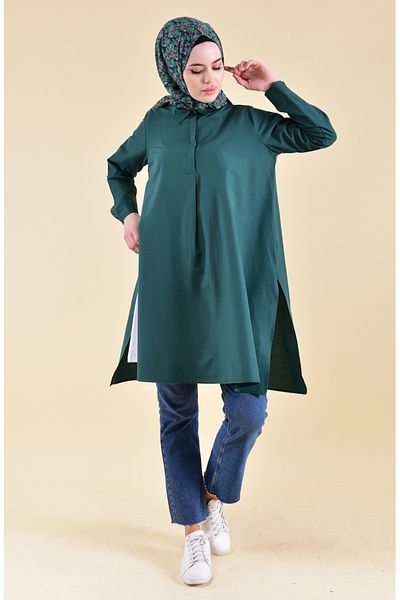 sefamerve Σακάκι με κρυφά κουμπιά και σκίσιμο 6478-05 Emerald Green