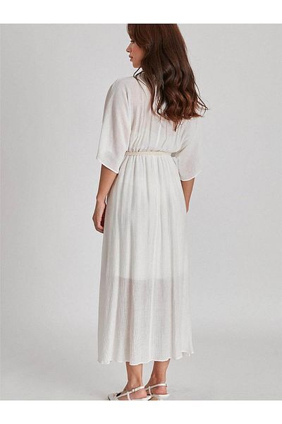 Coral White Belted Dress