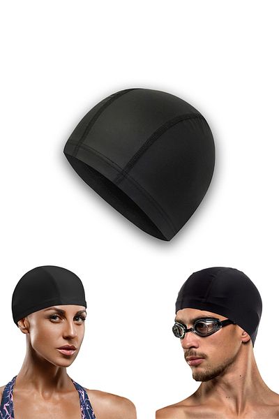 COZY SENSE Black Lycra Efis Hair Cap for Swimming Pool and Swimming for Women and Men