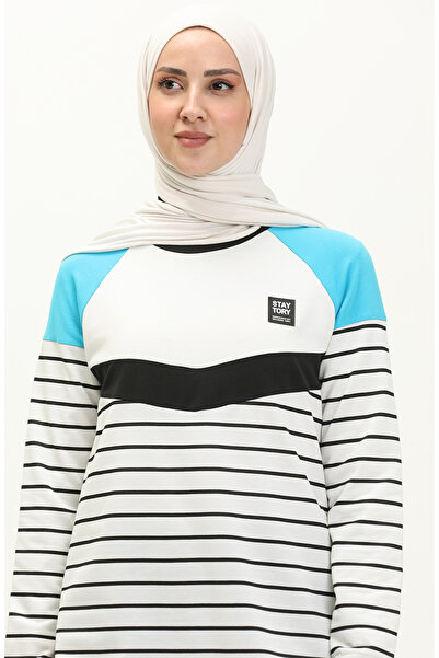 sefamerve Çizgili Eşofman Takım 70055-03 Beyaz Mavi