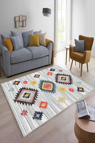 df home Dijital Baskı Yıkanabilir Kaymaz Taban Salon Halısı Mutfak Halısı Kor...