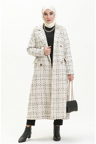 sefamerve Παλτό Ecru Tweed - 71209-02 Μοντέλο