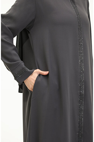 sefamerve Smoked large Size Stone Printed Ferace 5067-06