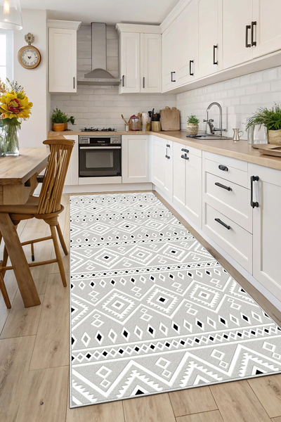 Evimle Makinede yıkanabilir kaymaz taban leke tutmaz mutfak halısı salon halı...