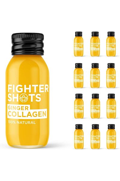 Fighter Shots Ginger + Marine Collagen 3,000mg, (12 x 60ml)