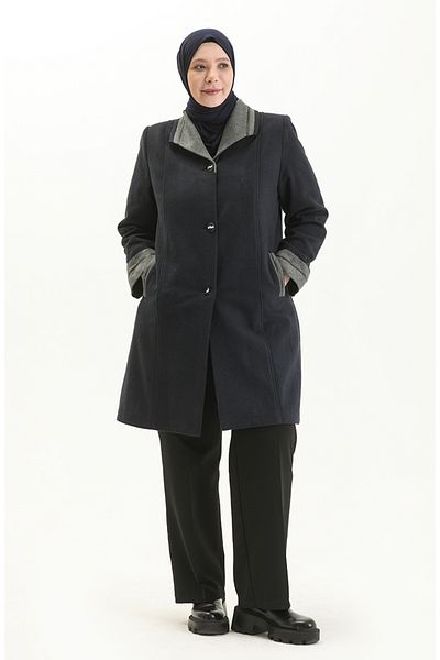 sefamerve Παλτό με κουμπιά μεγάλου μεγέθους 0328-05 Navy Blue