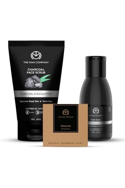 The Man Company مجموعة هدايا الفحم | صابون الفحم، غسول الوجه، مقشر الوجه | تن...