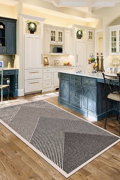 df home Patterned Digital Printed - Washable Non-Slip Based Thin Living Room Children's Rug 8063