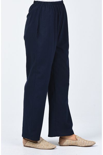 Afilva Şile Bezi Wide Leg Trousers 0021-03 Navy Blue