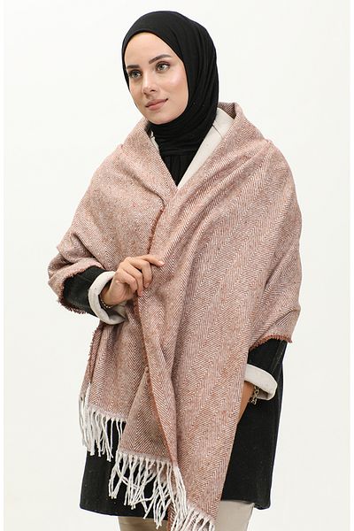 sefamerve Tan Acrylic Shoulder Wrap 2063-07 Απλό