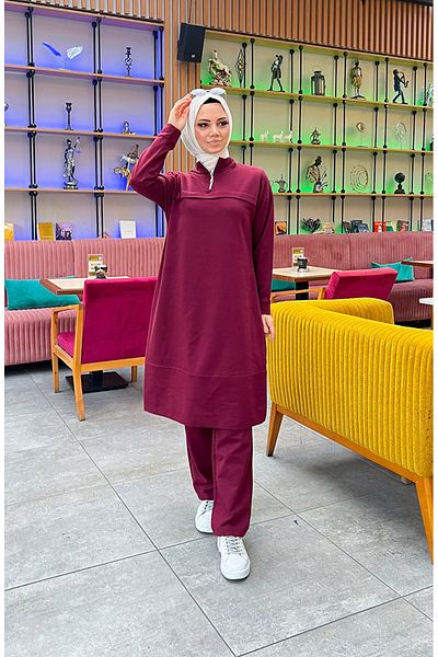 sefamerve Claret Red αθλητική φόρμα 3062-04 - Φερμουάρ, δύο κλωστές