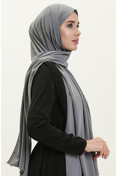 sefamerve Βαμβακερό σάλι Aymina Grey Silk - 8612-04