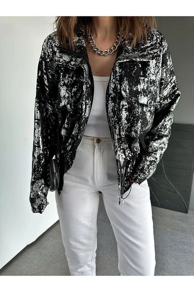 QİMYA BUTİK Qimene Women's Large Pocket Waist Drawstring Loose Collar Lacy Oversize Coat