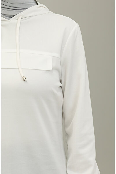 sefamerve Ecru Hooded Tunic - 1008-05 Model