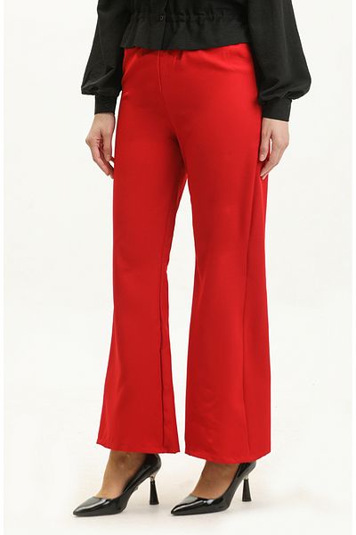 sefamerve Pantaloni roșii Claret cu talie elastică - 0299-02
