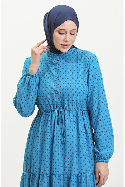 sefamerve Φόρεμα με μισά κουμπιά Indigo Print - 0387-06