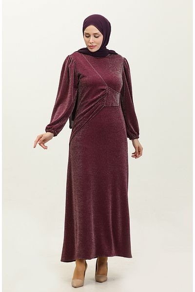 sefamerve Rochie de seara cu sclipici Alime violet - 0337-03