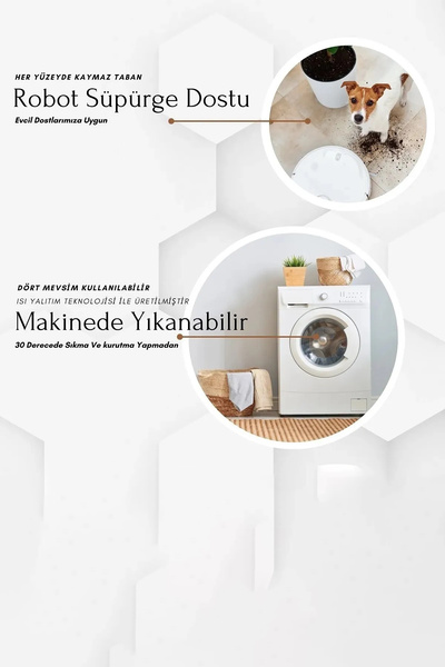 Hülya Home Salon Halısı Geometrik İskandinav Eskitmeli Dijital Baskı Yıkanabilir Kaymaz Taban 8096SALON