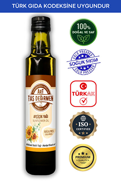 Art Taş Değirmen Soğuk Sıkım Ayçiçek Yağı 250 ML %100 Doğal ve Saf