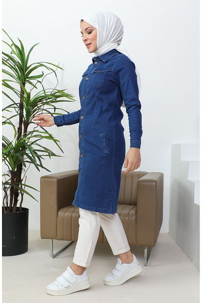 sefamerve Jachetă de blugi lungă bleumarin - 36001-02