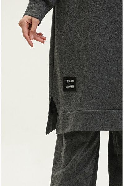 sefamerve İki iplik Yırtmaçlı Spor Tunik Pantolon İkili Takım 0293-02 Antrasit