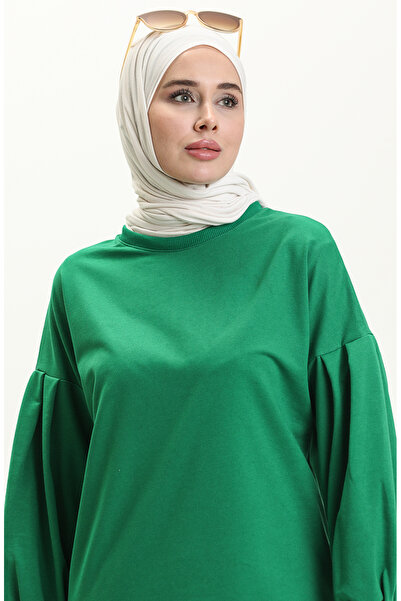 sefamerve Balon Kol Uzun Tunik 3031-06 Yeşil