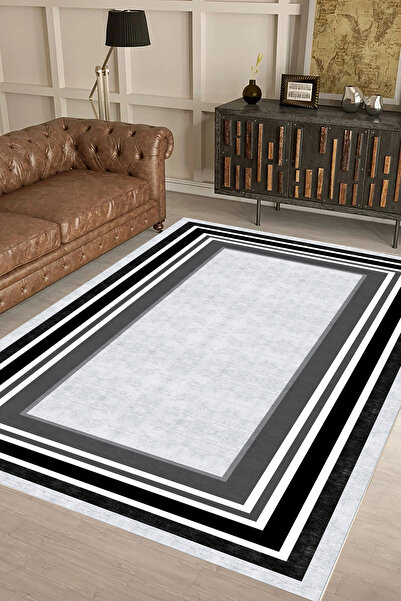 UZZA Salon Halısı Geometrik İskandinav Eskitmeli Dijital Baskı Yıkanabilir Ka...