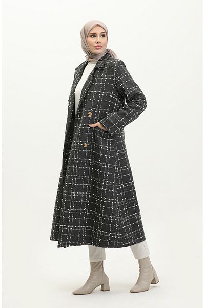 sefamerve Černý tvídový kabát - model 71209-01