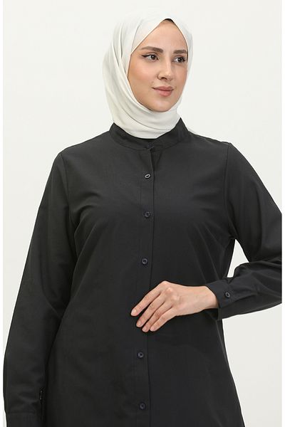sefamerve 6112-01 Μοντέλο Dark Navy Judge Collar Tunic με κουμπιά