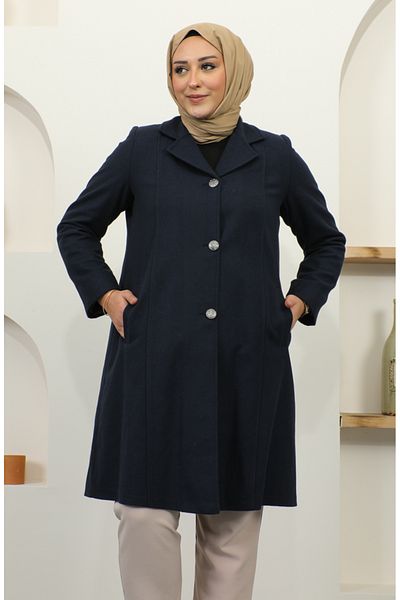 sefamerve Παλτό με κουμπιά μεγάλου μεγέθους 1176-02 Navy Blue