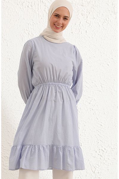 sefamerve White Indigo Tunic - Ruffle Skirt 4344-02