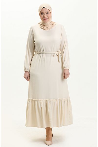sefamerve Φόρεμα Farbali σε κρεμ χρώμα Plus Size - 4581-09