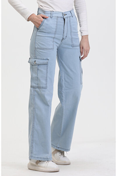 sefamerve Light Blue Cargo Pocket Jeans - 2828-02