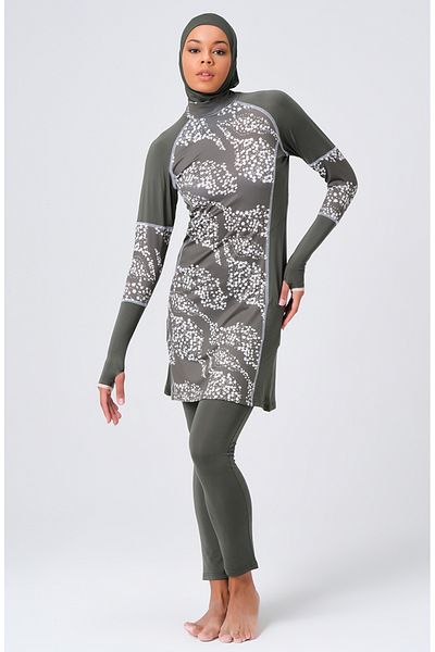 sefamerve Μαγιό Khaki Hijab - Μοντέλο 23686-01
