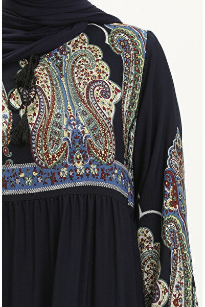 sefamerve Сукня з віскози з візерунком темно-синього кольору - 4073-05