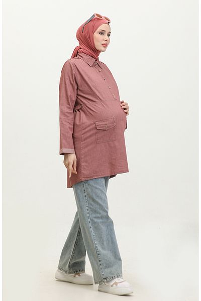 sefamerve Χιτώνας εγκυμοσύνης με Dusty Rose Pocket - 2700127 -01