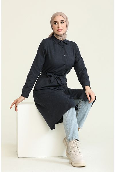 sefamerve Μάλλινη χιτώνα βισκόζης 6544-07 Navy Blue