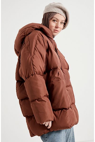 sefamerve Taba Oversize Γεμιστικό Παλτό 6054-03