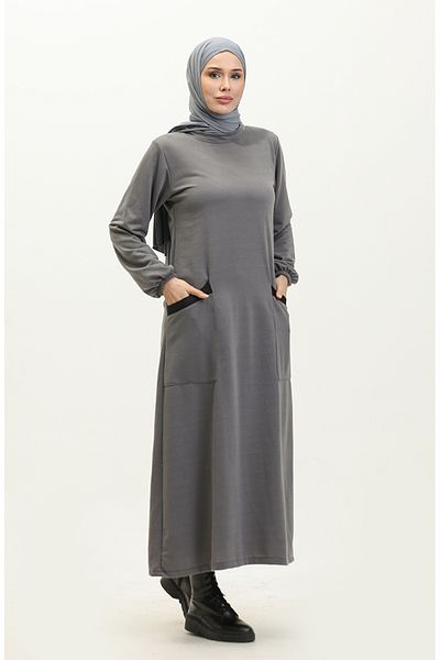 sefamerve Anthracite 0274-04 Φόρεμα τσέπης - Δύο νήματα