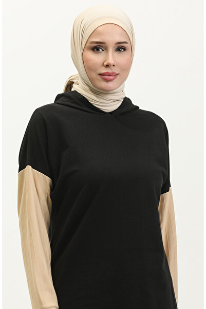 sefamerve Black Hooded Sweatshirt - Two Thread 23023-01